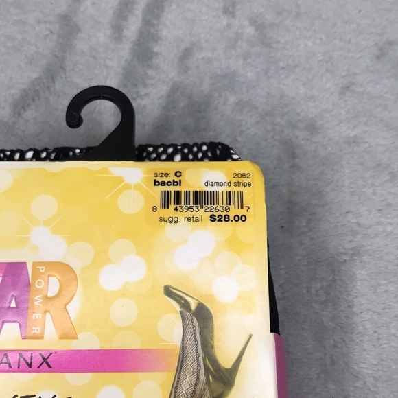 Star Power Spanx Shaping Tights Center Stage Size  C Diamond Stripe Black - Picture 3 of 7
